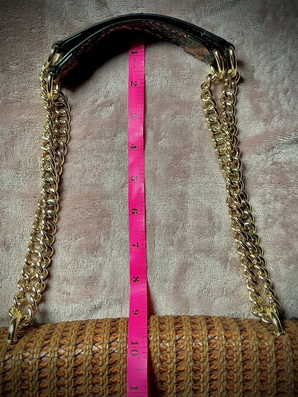 Steve Madden Throwback Turnkey Shoulder Chain Top Handle Pebble Faux Leather Tan
